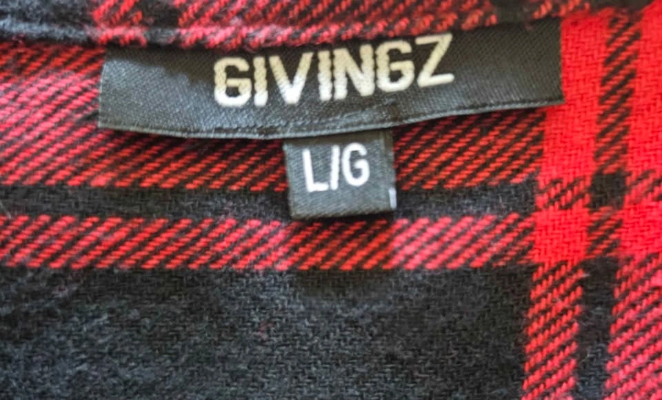 GIVINGZ Men's Red and Black Plaid Flannel Shirt - Size L - photo 2