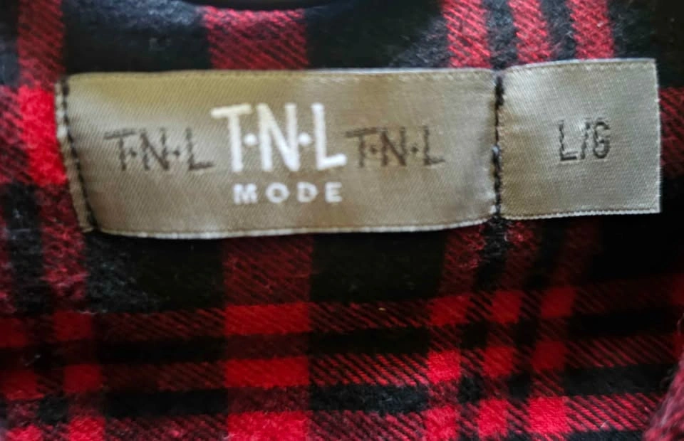 T-N-L MODE Men's Red and Black Plaid Long Sleeve Flannel Shirt - - photo 2