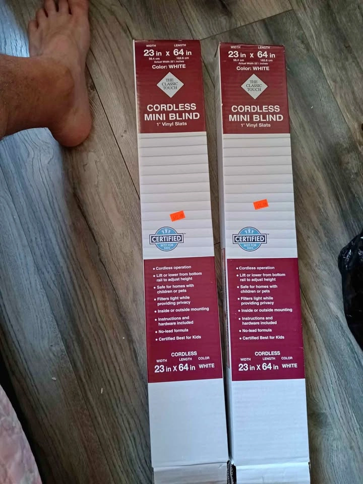 2 for $12 Cordless Mini Blinds 23" x 64" White