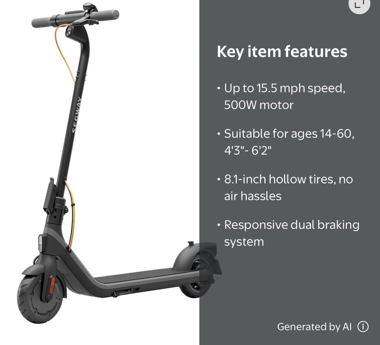 Used Segway Ninebot Electric KickScooter DXL 2 Plus, Black