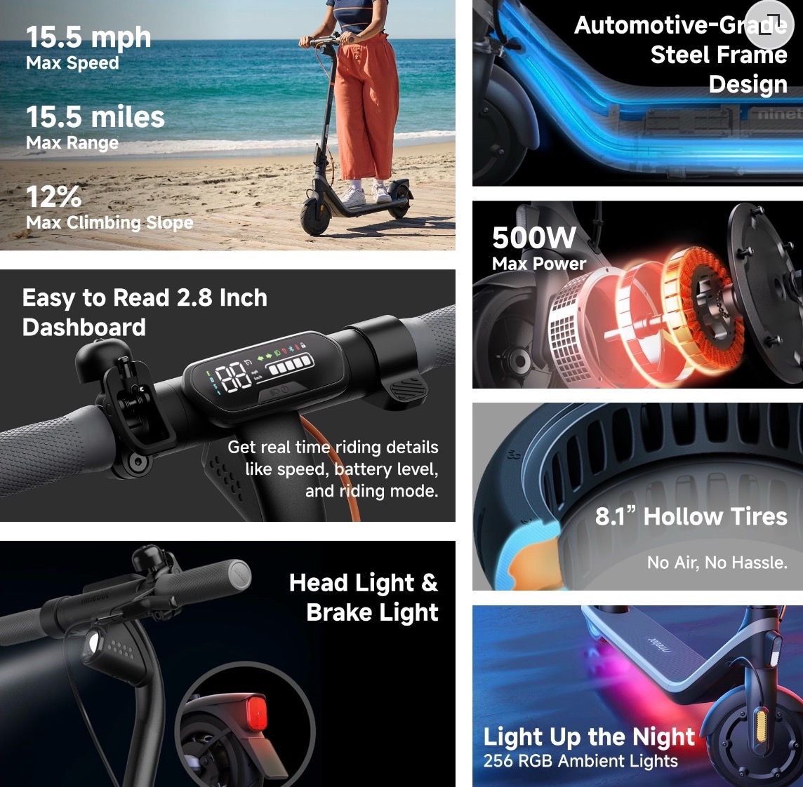 Used Segway Ninebot Electric KickScooter DXL 2 Plus, Black - photo 5