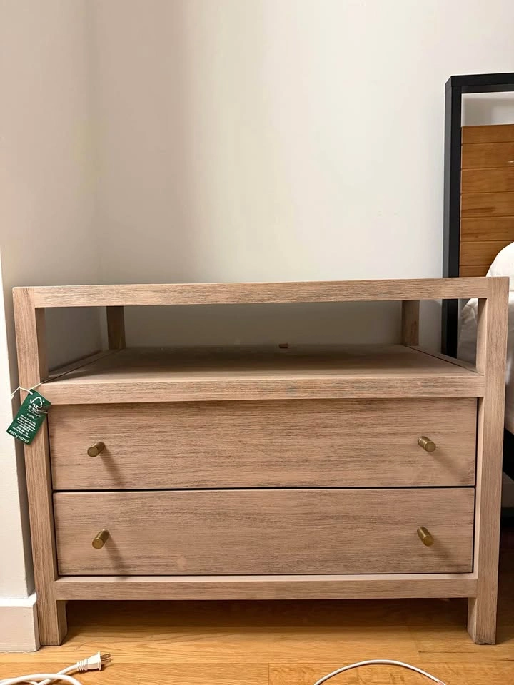 Crate & Barrel Keane 32" Weathered Natural Wood Nightstand