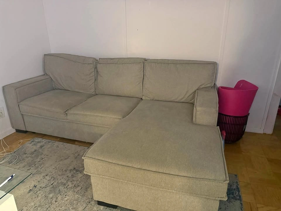 Grey/Taupe Sleeper Sectional Sofa with Storage Chaise