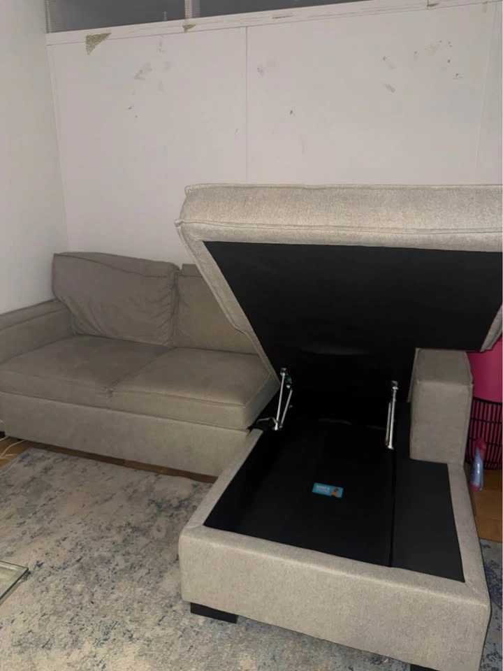 Grey/Taupe Sleeper Sectional Sofa with Storage Chaise - photo 2