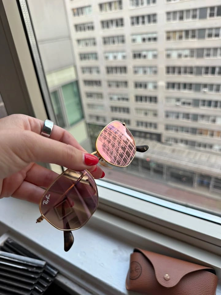 Polarized Raybans with pink coloring