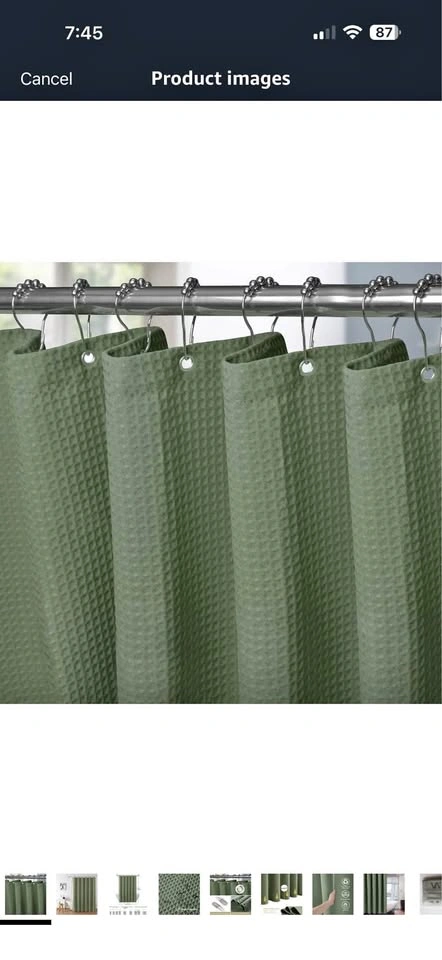 Sage Green Waffle Weave Shower Curtain