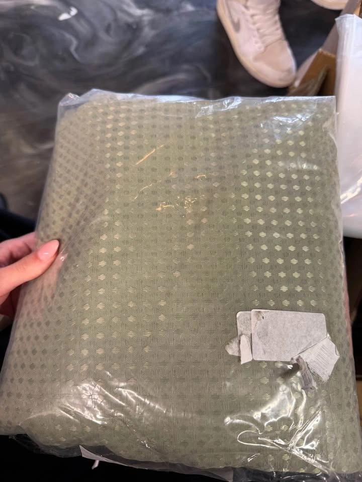 Sage Green Waffle Weave Shower Curtain - photo 2