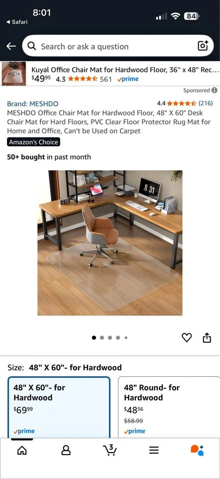 MESHDO Office Chair Mat for Hardwood Floor