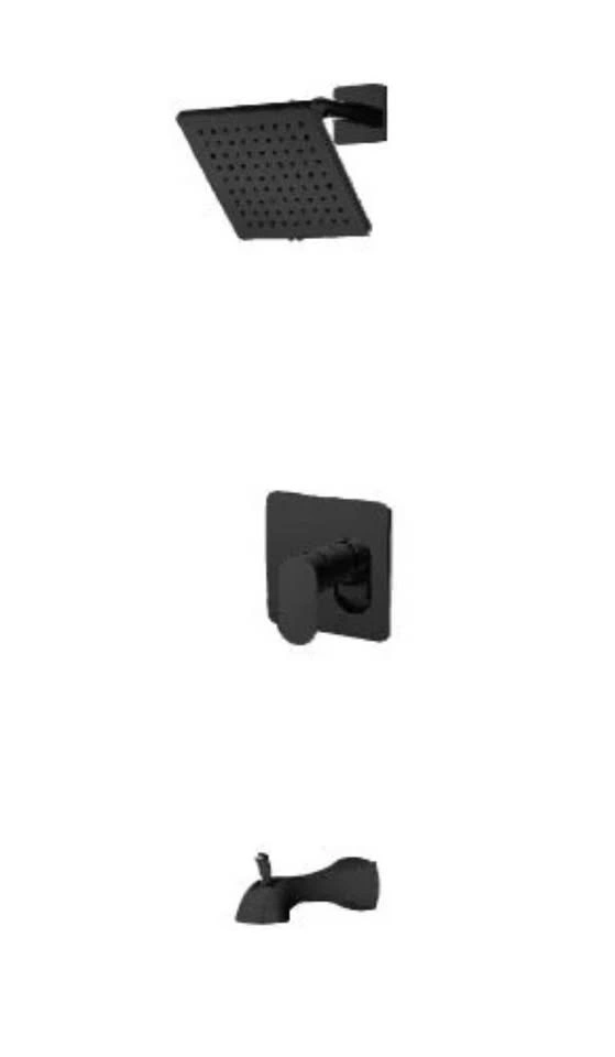 Matte Black Shower and Tub Faucet Set with Rain Shower Head - photo 3