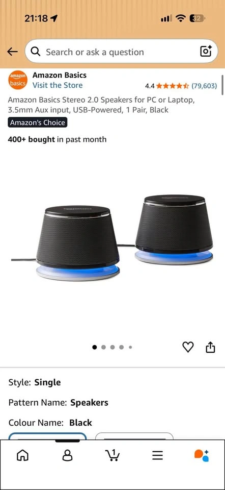 Amazon Basics Stereo 2.0 Speakers for PC or Laptop - photo 2