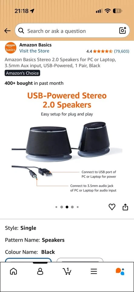 Amazon Basics Stereo 2.0 Speakers for PC or Laptop - photo 3