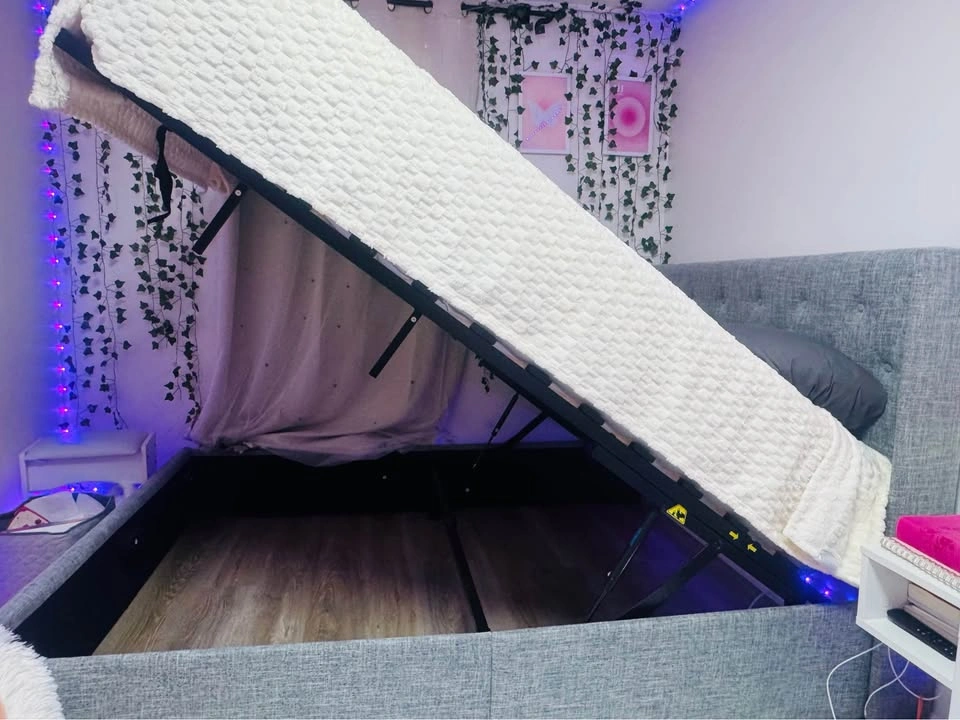 Grey Upholstered Ottoman Storage Bed Frame - photo 4