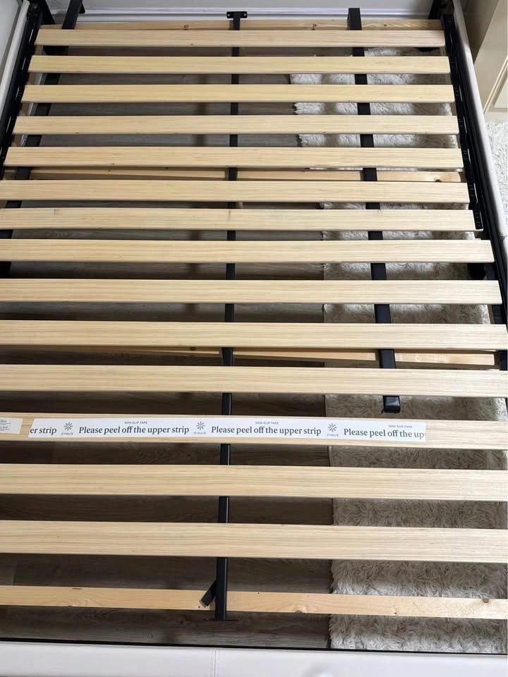 White Queen Upholstered Bed Frame – Like New + FREE Nightstand - photo 4