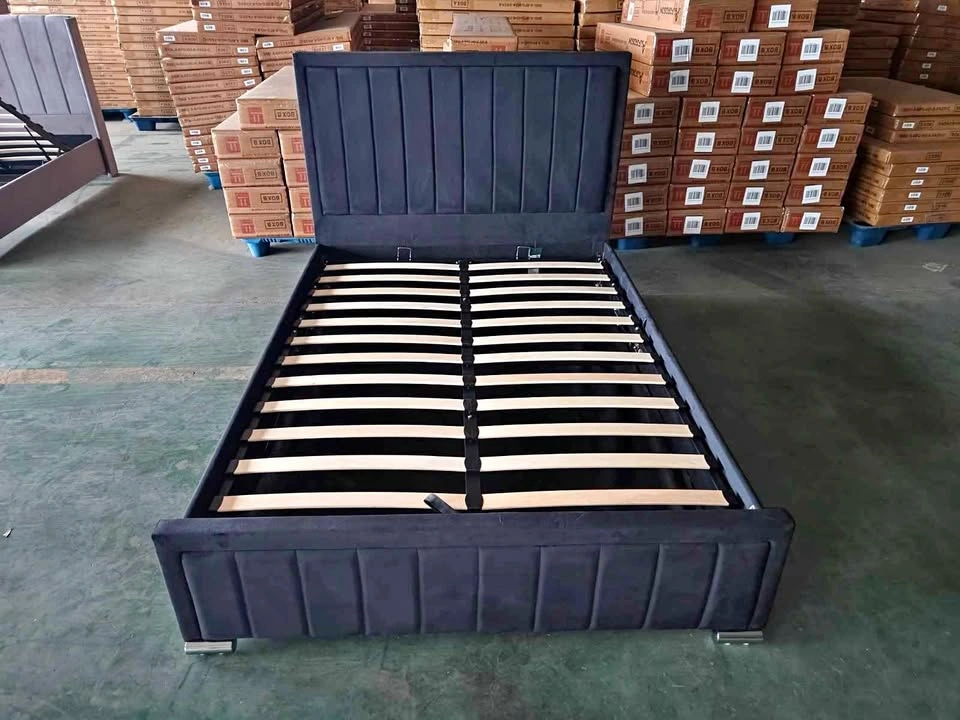 Black Velvet Vertical Channel Bed Frame (The Manhattan)