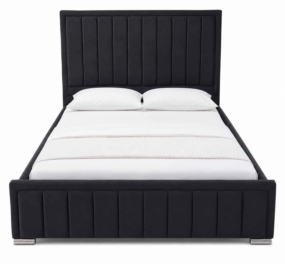 Black Velvet Vertical Channel Bed Frame (The Manhattan) - photo 3