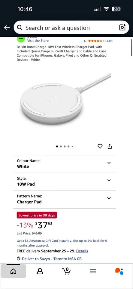 Belkin Wireless Charger Pad with Wall Charger thumbnail