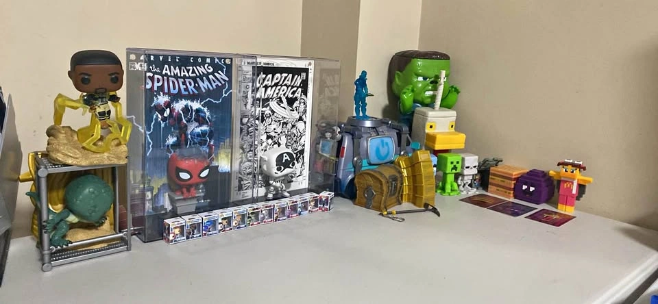 Funko Pops, Minecraft toys, and Fortnite toys