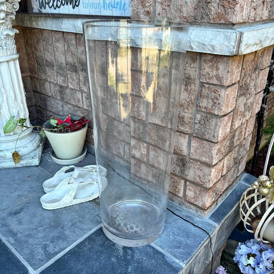 Large Clear Glass Cylinder Vase