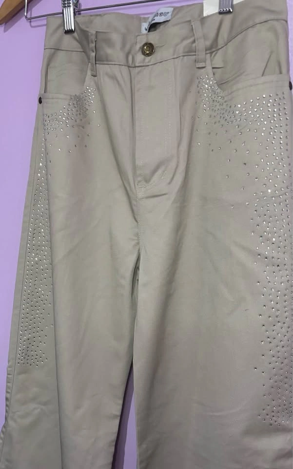 Colombian jeans in beige with glitter - photo 2