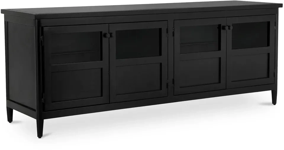 MOE'S HENRY BLACK METAL & GLASS SIDEBOARD / MEDIA CABINET - photo 3