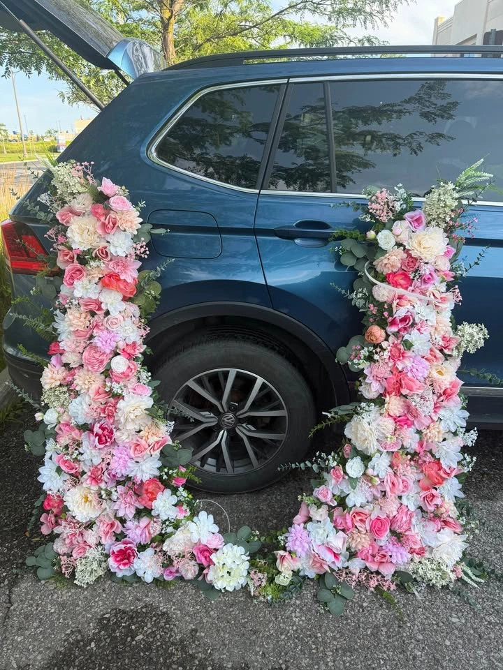 Handmade Floral Arch Swags (Set of 2) - Pink White Decor - photo 2