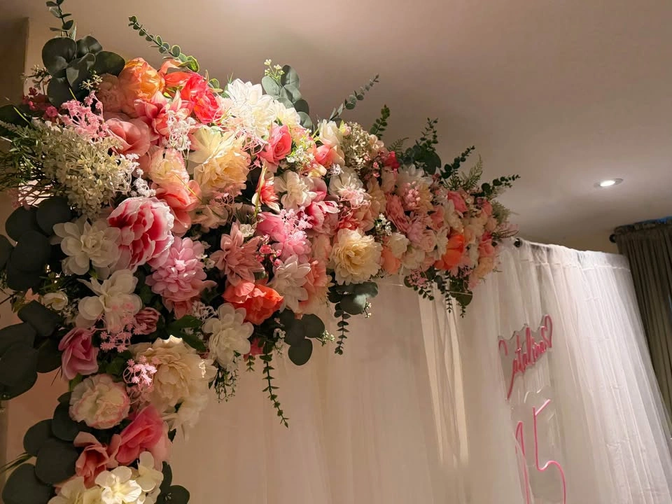 Handmade Floral Arch Swags (Set of 2) - Pink White Decor - photo 4