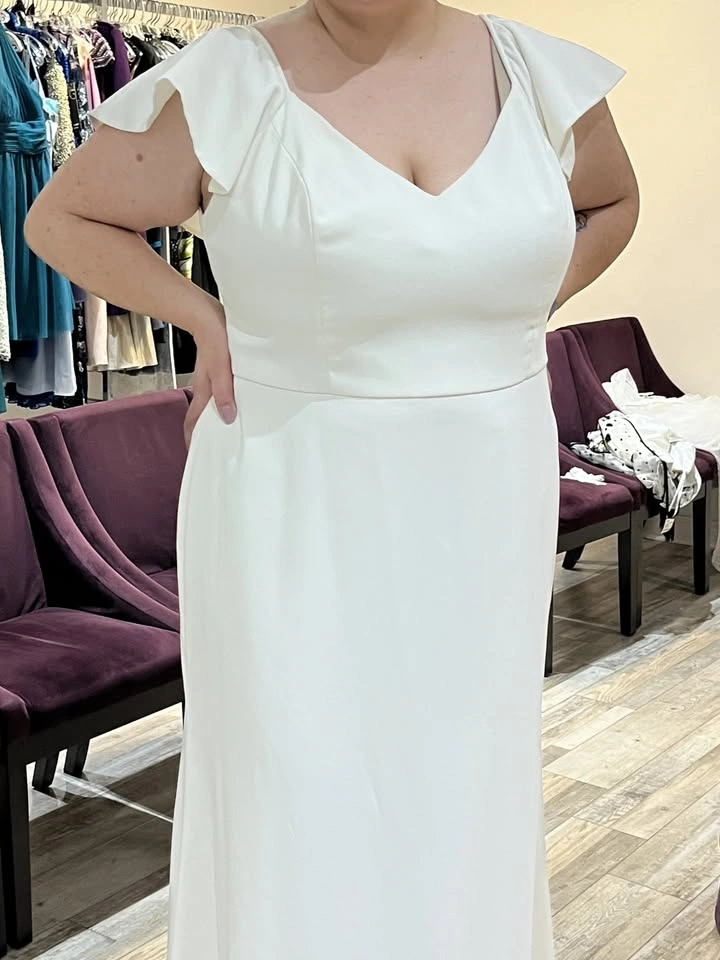 Jenny Yoo Ivory Wedding Dress Gown - Flutter Sleeve Size 22L - photo 3