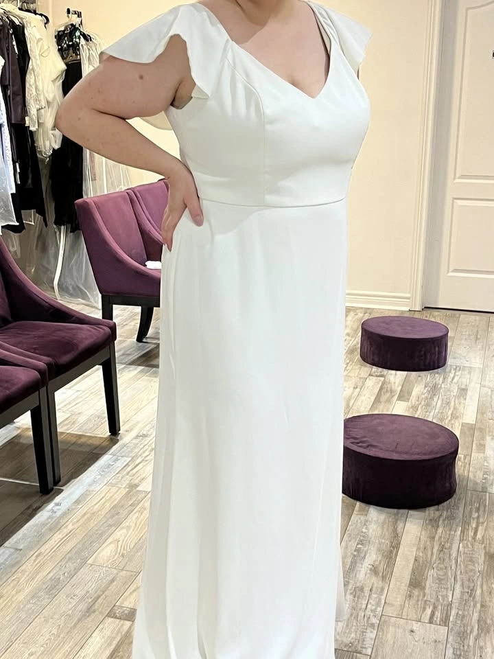 Jenny Yoo Ivory Wedding Dress Gown - Flutter Sleeve Size 22L - photo 4