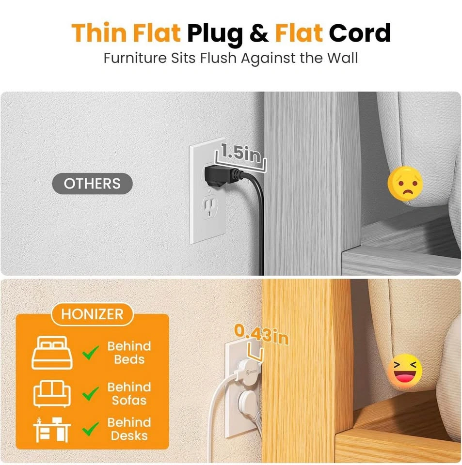 12FT Twin Flat Extension Cord USB C 20W - photo 3