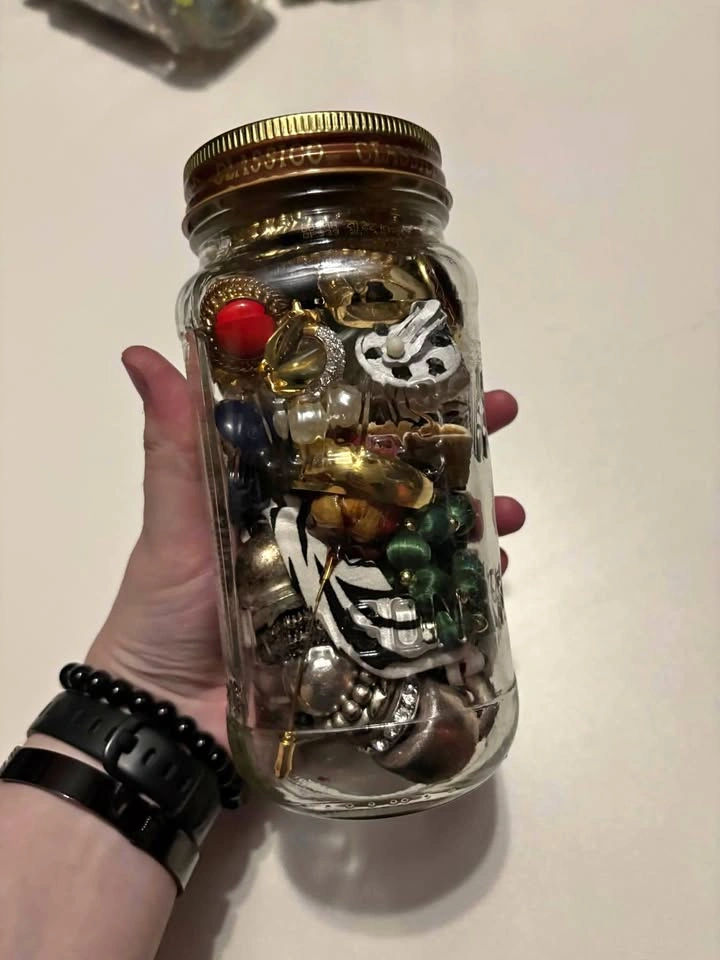Vintage Costume Jewelry Lot in Glass Jar