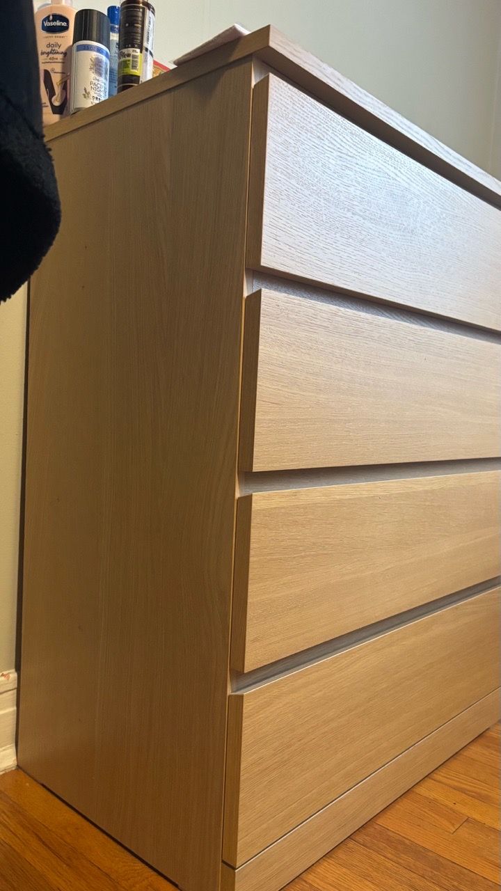 IKEA Malm-Style 4-Drawer Dresser — Light Oak/White Wash Finish - photo 2