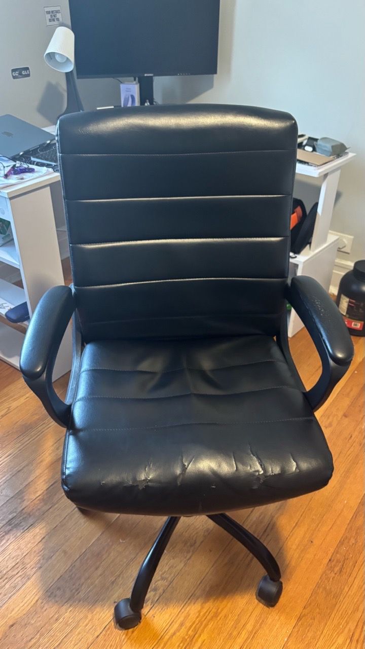 Black Faux Leather High-Back Office Chair - photo 2