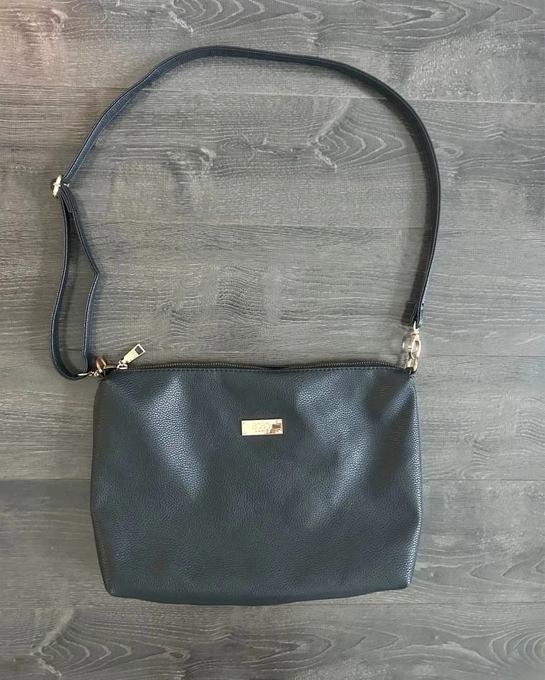 BCBG Paris Black Pebbled Faux Leather Crossbody Bag