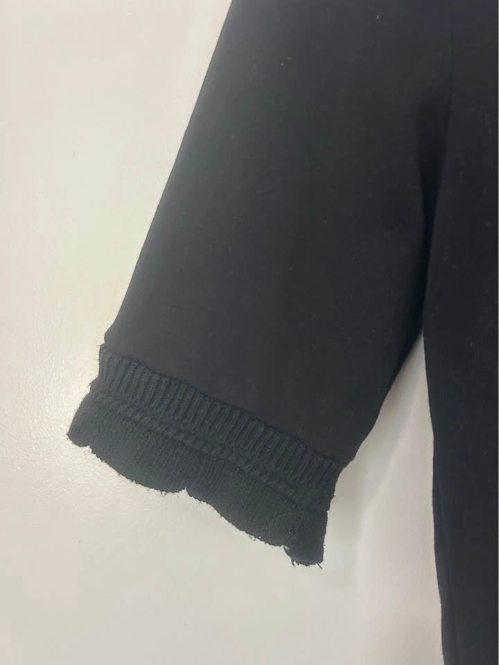 ZARA Black Ribbed Cuff Elbow Sleeve Crewneck Top / Size Small - photo 4