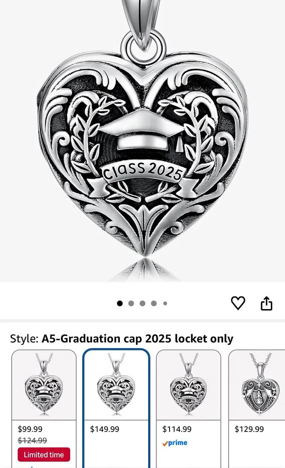 Locket Necklace - Holds 2 Pictures - Class of 2025