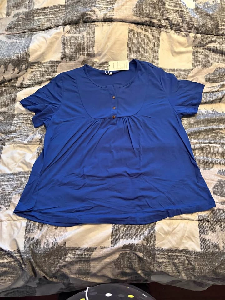Plus size ladies tunic top - blue