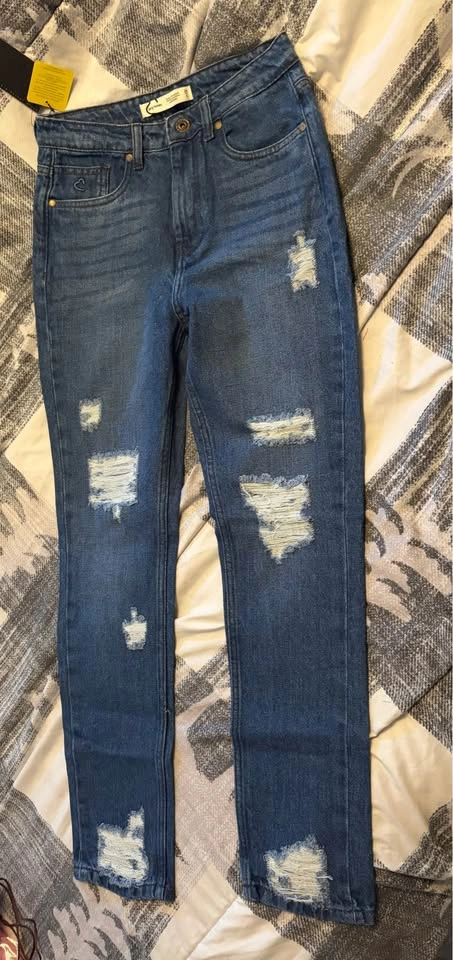 Blue High Rise Straight Fit Women’s Distressed Jeans - photo 2