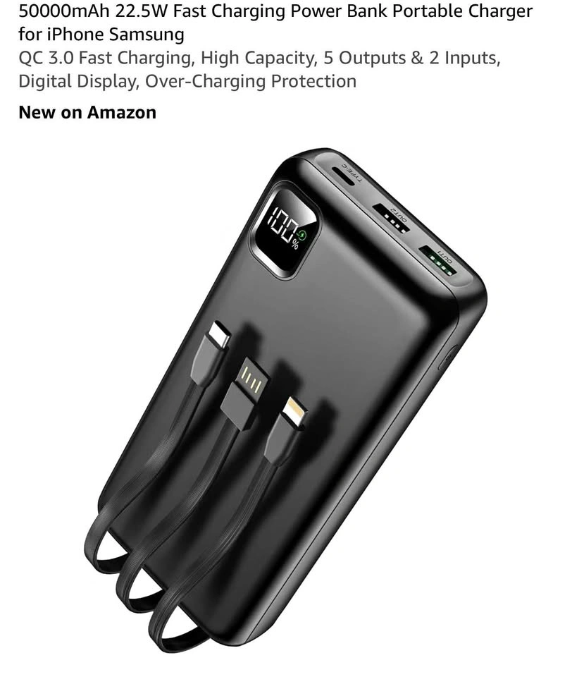50,000mAh 22.5W Fast Charging Power Bank Portable Charger