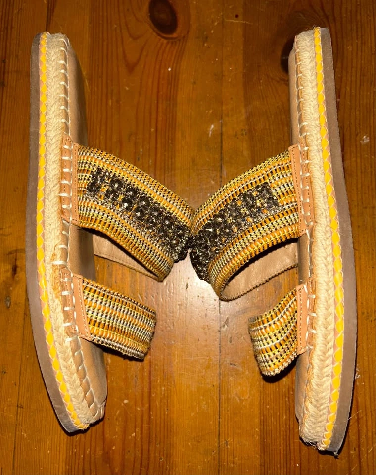Crown Vintage Bejeweled Espadrilles Flats Slides Sandals - SZ 7 - photo 2