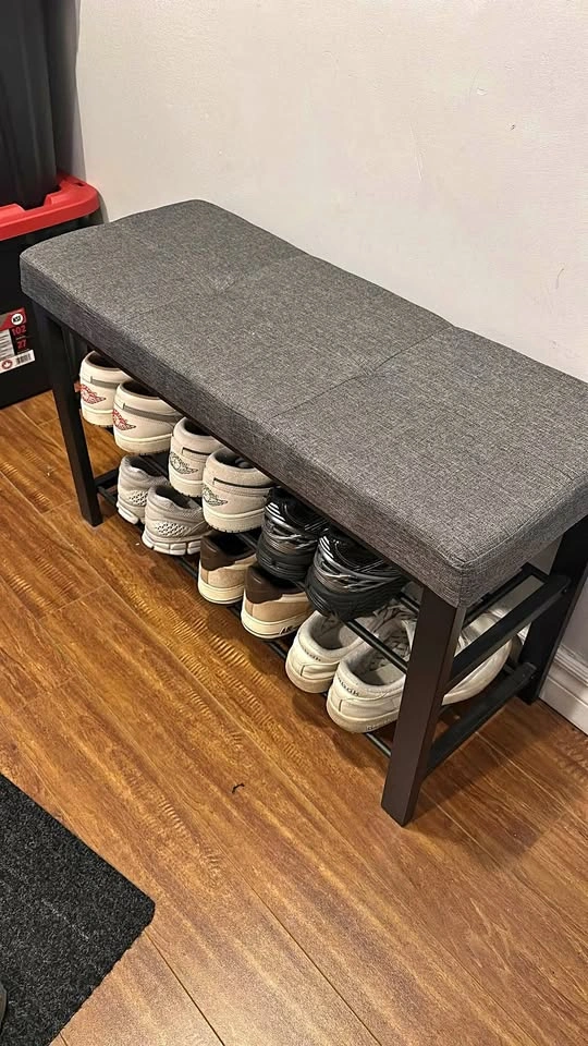 Shoe Storage Bench, Entryway Bench with Cushion