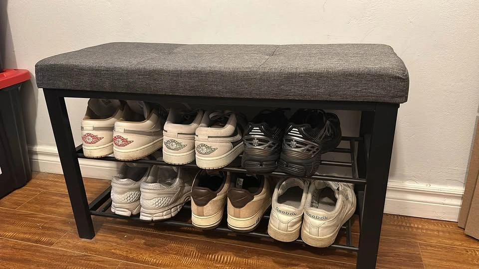 Shoe Storage Bench, Entryway Bench with Cushion - photo 2