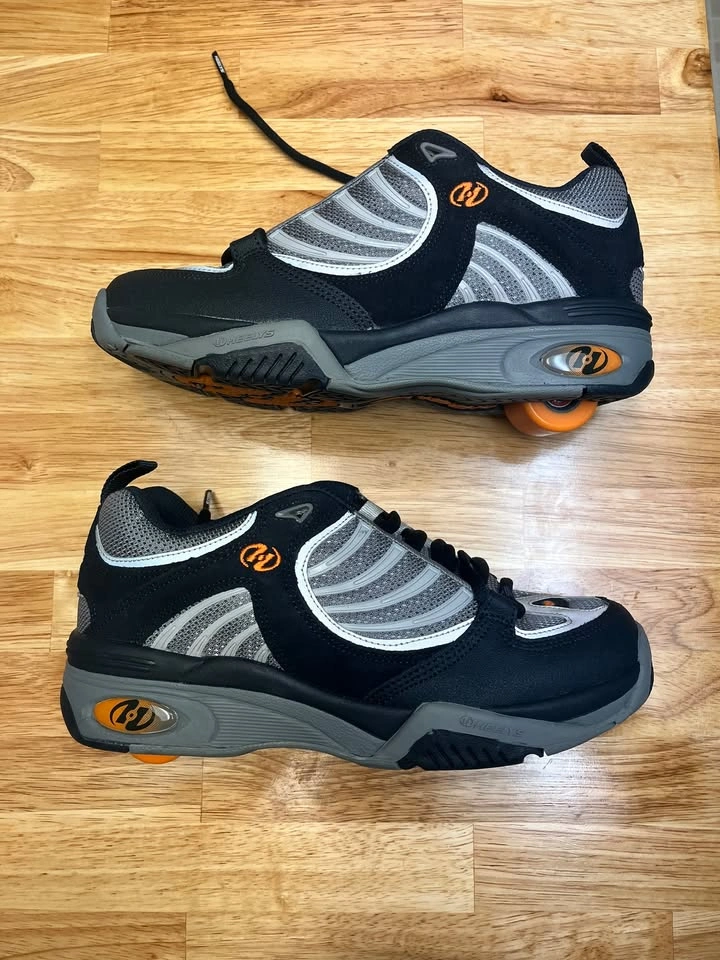 Y2K Heelys Roller Skate Shoes Mens 9, Black/Slate/Neon orange - photo 4