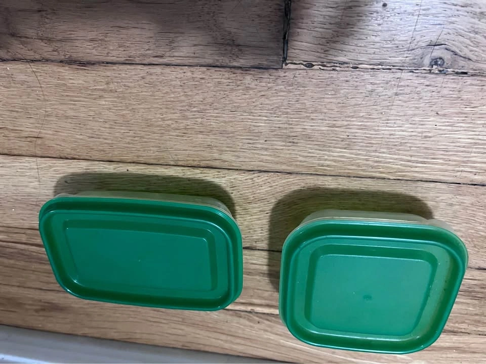 Set of 2 BPA-Free Plastic Food Containers with Green Lids - photo 2