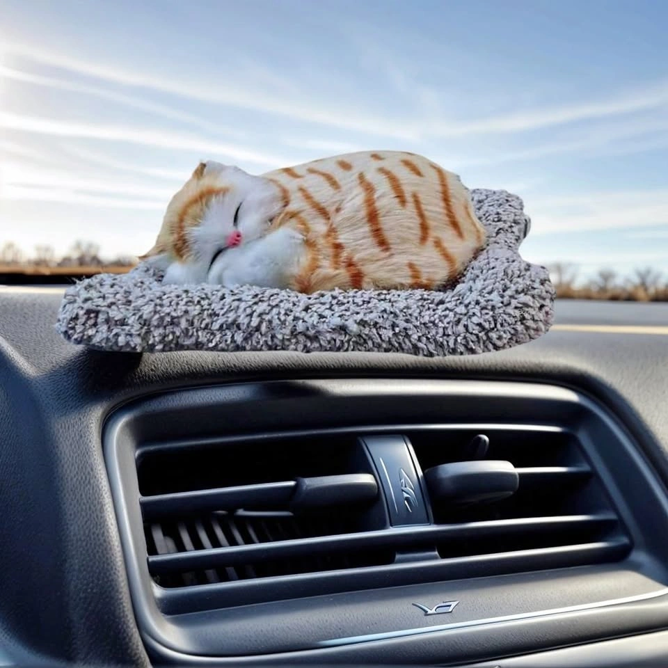TYP-159 A2028 Lifelike Sleeping Cat Plush – Orange Tabby