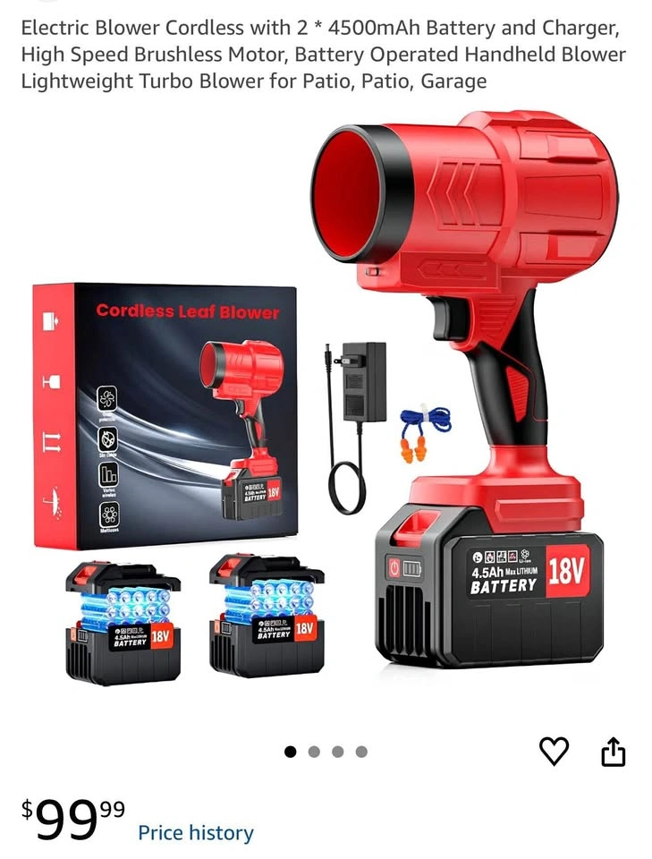 Electric Leaf Blower Cordless with 2*4500mAh Batteries