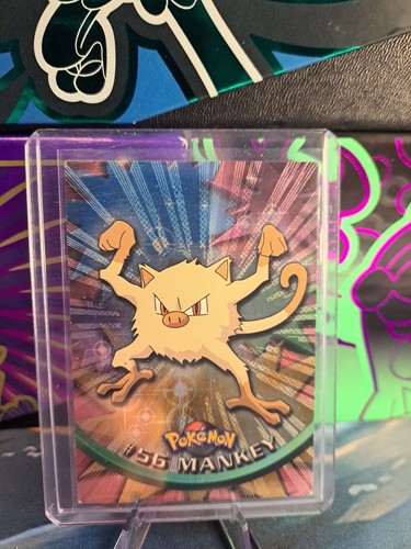 Mankey #56 - Black Logo - Holo Foil - LP - Topps Pokémon