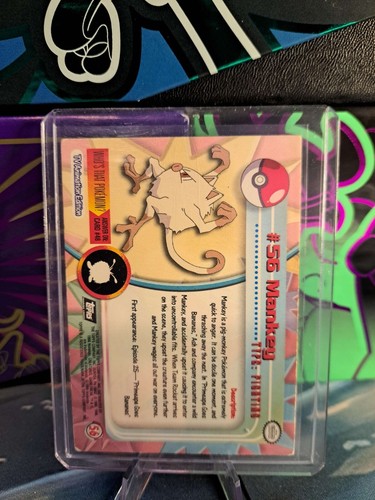 Mankey #56 - Black Logo - Holo Foil - LP - Topps Pokémon - photo 2