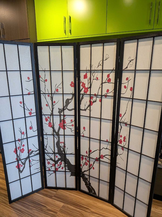 4-Panel Shoji Room Divider – Cherry Blossom Design - photo 2