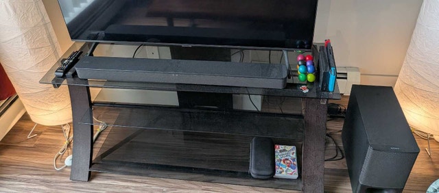 Glass TV Stand – 3 Shelves - photo 2