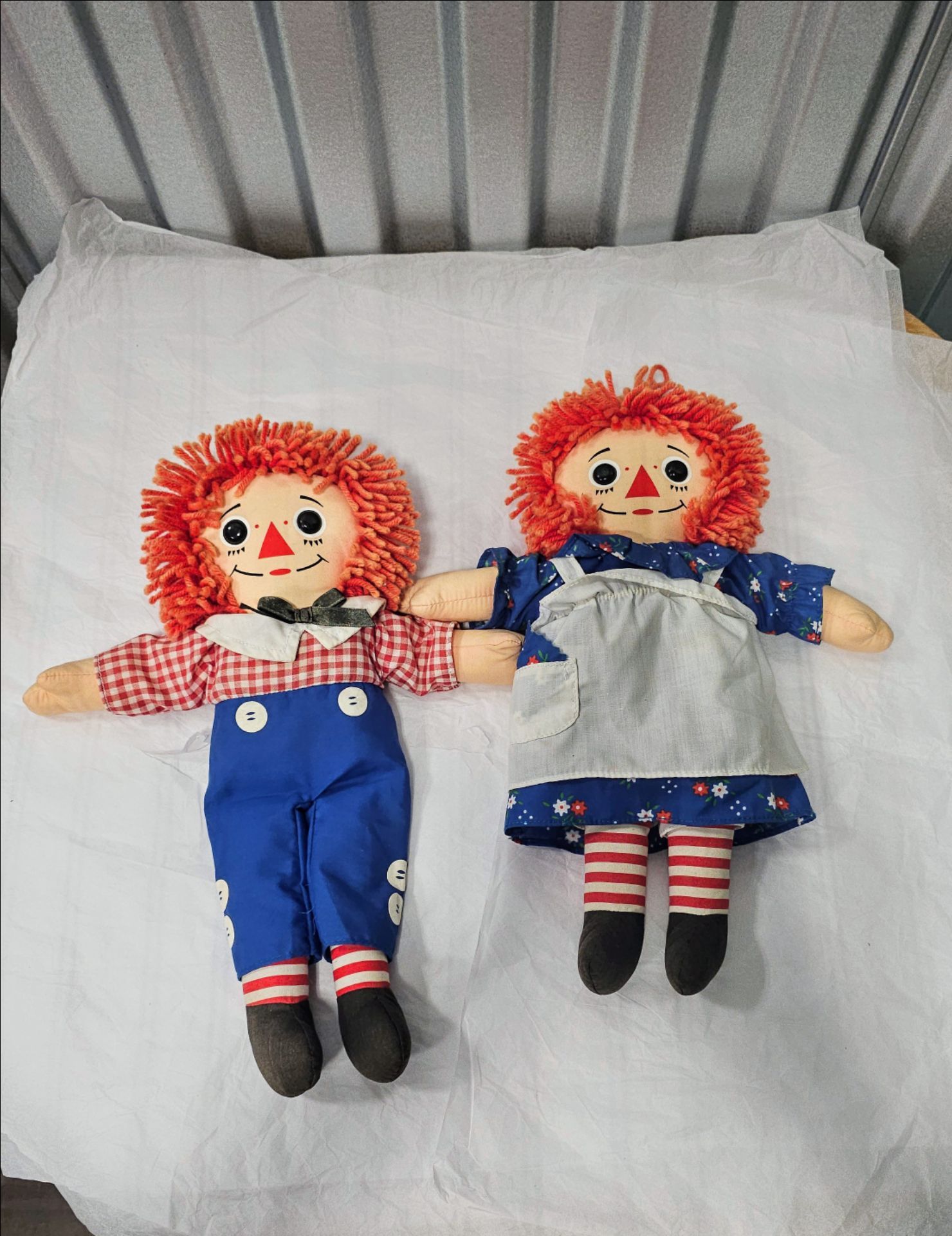 Raggedy Ann & Andy Lot of 2 Cloth Rag Dolls